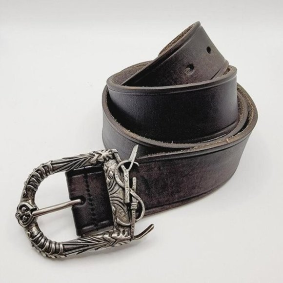 NEW SAINT LAURENT Women's Monogramme leather belt Dark Brown - Picture 7 of 8